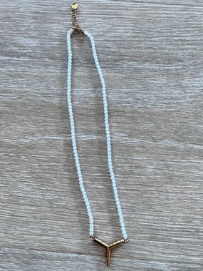 Y/Project White Bead Necklace with Gold Y Pendant